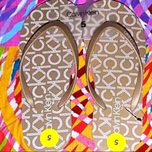 Calvin Klein Beige Flip Flops